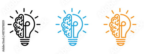 Innovative ideas with creative thinking and bright light bulbs. Idea icon, minimal lightbulb symbol representing creative thinking, innovation, bright solution, smart concept and inspiration process f