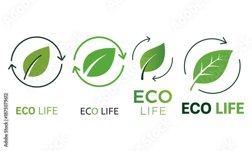 Eco-friendly lifestyle flat icon set for sustainable living