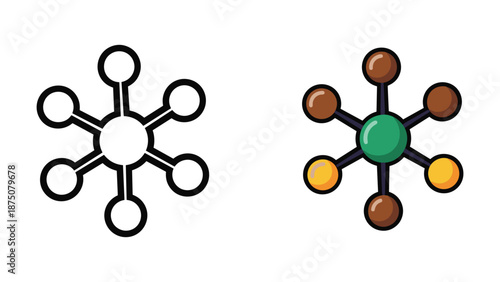 Molecular structure illustration with central atom and bonds