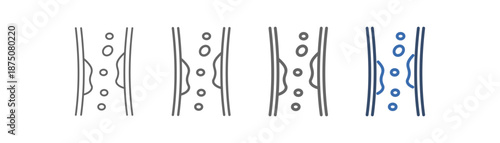 
outline icon set of atherosclerosis with blood vessel design