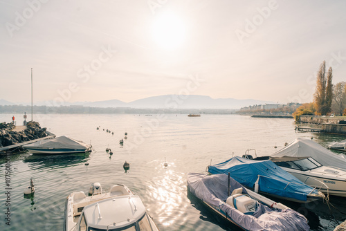 Beautiful scene at the Perle du Lac Park in Geneva, Swtizerland. Geneva, Switzerland - 25 oct 2025.