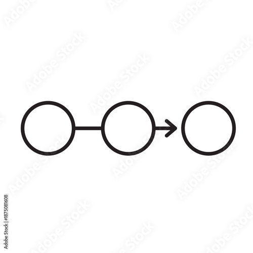 A vector icon representing an active automation process, with circles connected by an arrow, created in line style with editable stroke