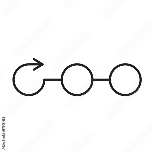 A vector icon showing that a failed task is scheduled for retry, with a circular arrow and nodes, created in line style with editable stroke