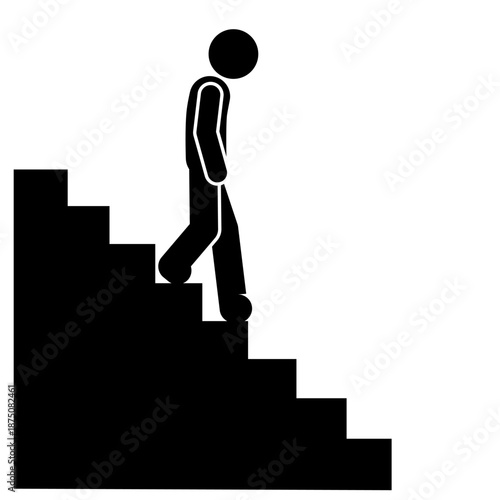 Person walking down stairs carefully.