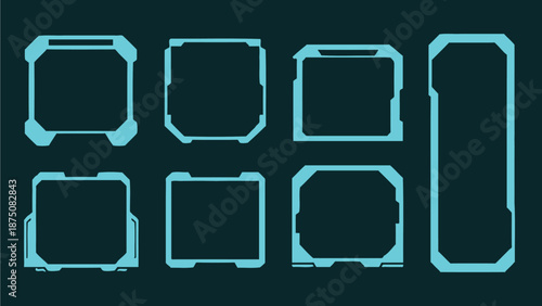 A futuristic set of blue outlined rectangles on a dark background