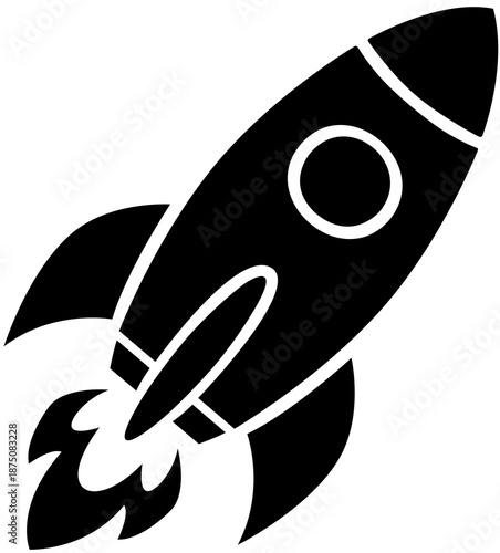 Minimal Rocket Launch Silhouette Vector Illustration