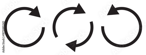 Circular arrows. Recycle icons set. Circular arrows and recycling icons set for refresh, reload, sync and eco concept flat design. Isolated vector illustration.