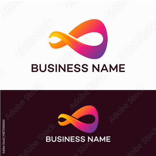 Infinity Symbol Logo Design with Gradient Colors and Business Name Placeholder.