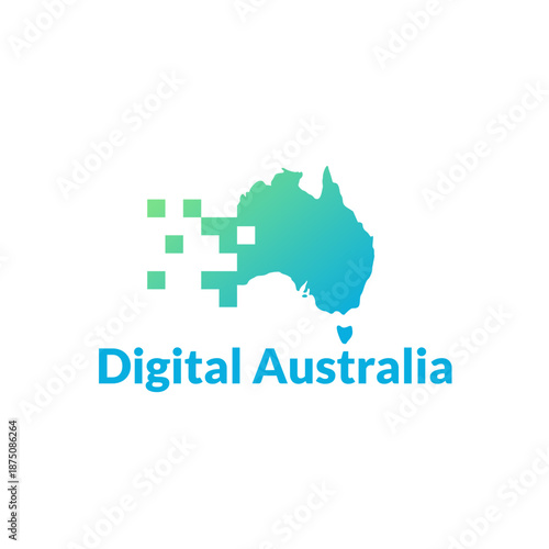 Digital Australia logo with pixelated map and text.