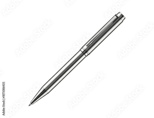 Elegant Luxury Metal Ballpoint Pen Isolated on Transparan Background