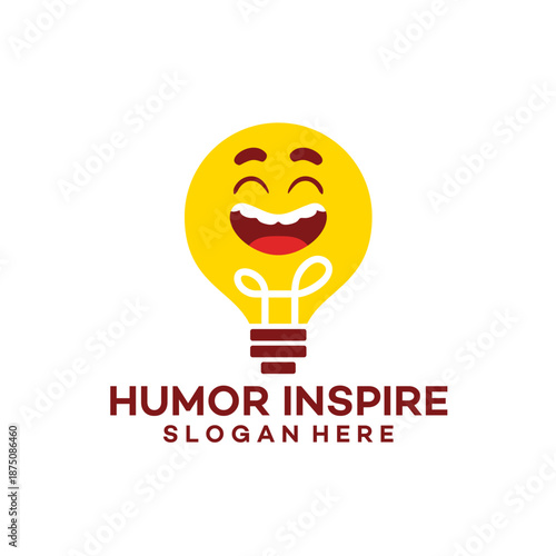 Funny light bulb with a smiling face representing humor and inspiration.