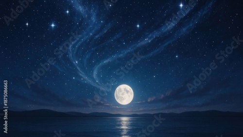 Moonlit night sky illustration
