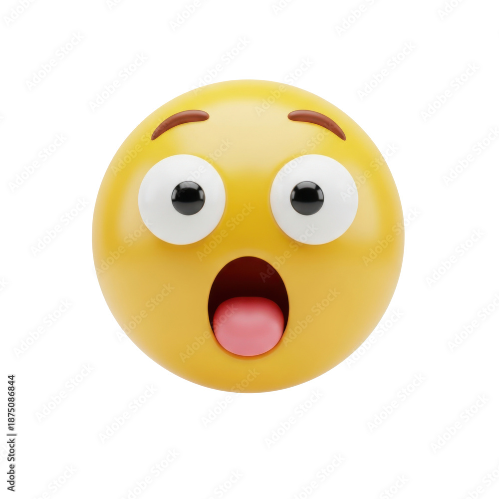 Fototapeta premium Surprised emoji face isolated on transparent background