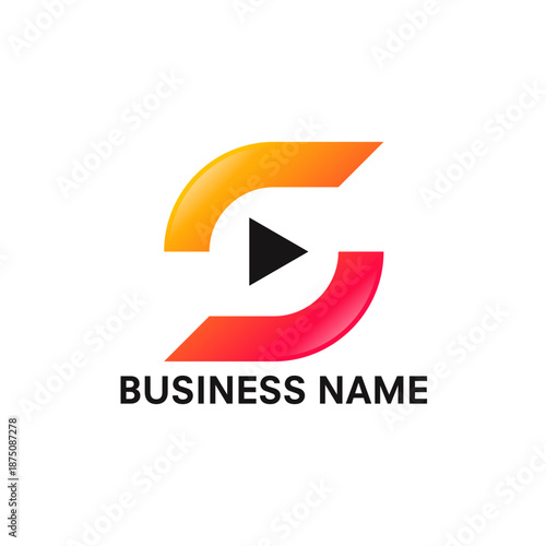 Free Download Modern S Letter Logo with Play Button Icon for Media Business. - GFXLoad