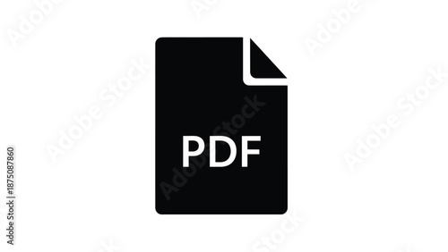 A simple black and white icon of a pdf document