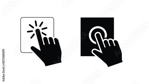 Hands turning light switch on and off icons