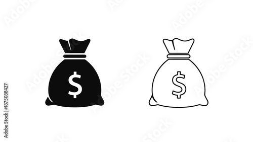 Two money bags with dollar signs on a white background