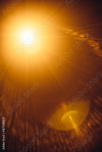 Abstract Natural Sun flare on the black