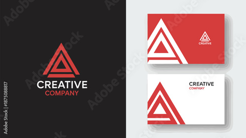 Creative Company Logo and Business Card Branding Design with Modern Triangle Symbol
