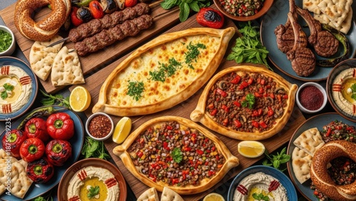 Turkish cuisine platter isolated on transparent background