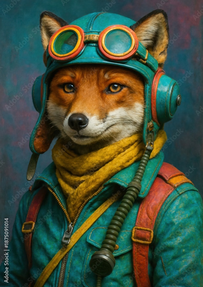 Fototapeta premium Fox aviator portrait wallpaper