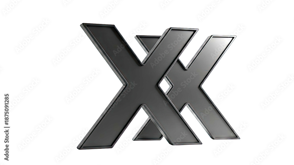 Obraz premium Two Black 3D Letter X Overlapping