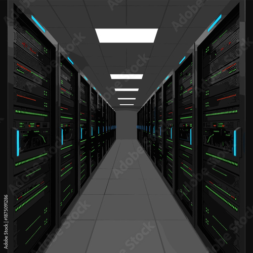 Data center server room aisle