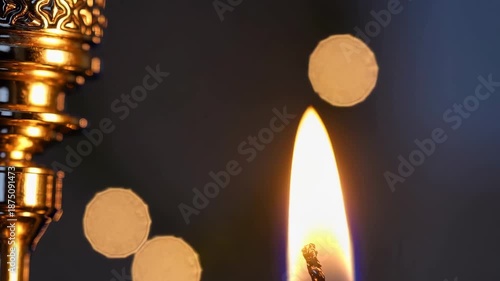 Wallpaper Mural Close-up of a Hanukkah menorah flame with soft bokeh, conveying warmth, tradition, and celebration. Torontodigital.ca