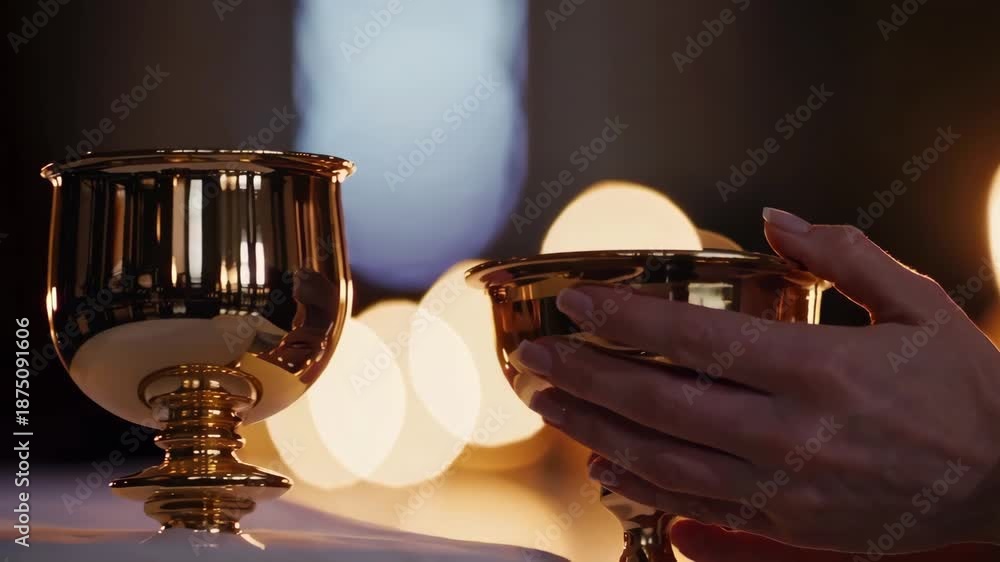 custom made wallpaper toronto digitalClose-up of Holy Communion in a quiet church, emphasizing reverence and sacred ritual.