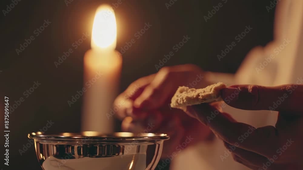 custom made wallpaper toronto digitalClose-up of Holy Communion in a quiet church, emphasizing reverence and sacred ritual.