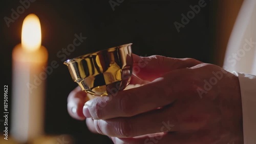 Wallpaper Mural Close-up of Holy Communion in a quiet church, emphasizing reverence and sacred ritual. Torontodigital.ca