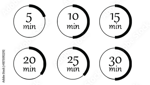 A graphic illustration of time intervals in minutes for scheduling purposes