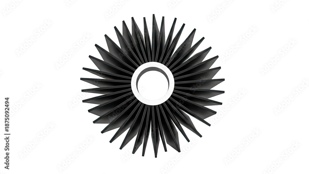 Fototapeta premium Black radial finned heat sink with white inner ring