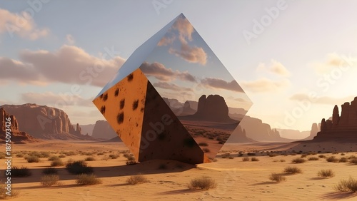 Magical Cube Fantasy Canyon Landscape Illustration