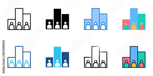 Polling icons set multiple style collection. Editable stroke 

