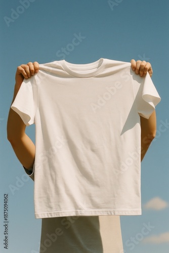 Blank white t-shirt skyward. © Rawpixel.com