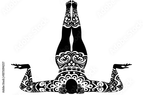 shoulderstand (sarvangasana) silhouette illustration for yoga, balance, and wellness concept design