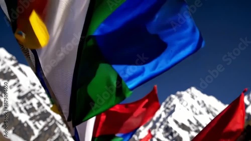 Wallpaper Mural Prayer flags ripple in strong mountain winds, symbolizing spirituality, nature, and cultural tradition. Torontodigital.ca