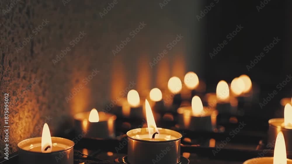 custom made wallpaper toronto digitalSlow-motion lighting of votive candles in a chapel, creating a calm, reflective atmosphere.