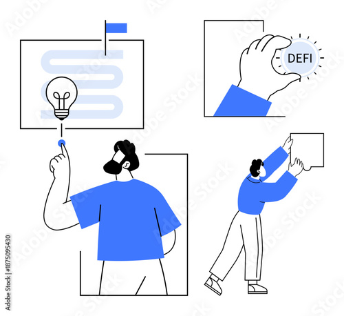 Decentralized finance concept. Decentralized finance ed with abstract visuals of blockchain and digital innovation. Decentralized finance empowering economic transactions. Use in fintech, blockchain