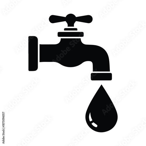 Water tap dripping isolated on white background, Vector, illustration