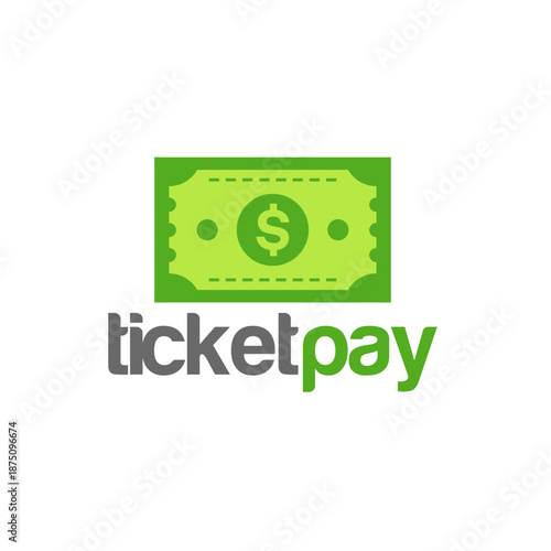 Ticket Pay Logo with Dollar Bill Symbol.