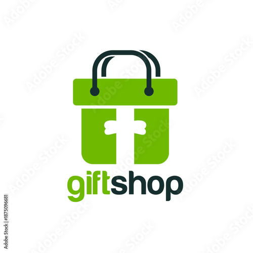 Green Gift Shop Logo with Cross Symbol.