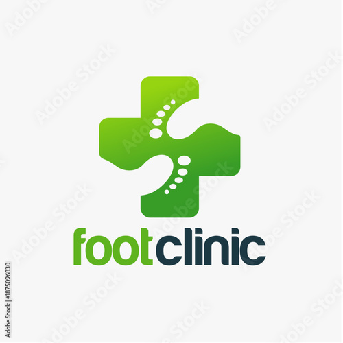 Green Foot Clinic Logo with Plus Symbol.
