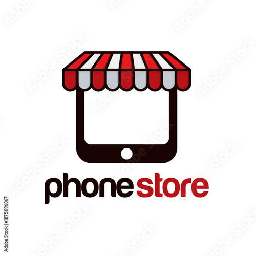 Phone store logo with a tablet and awning.