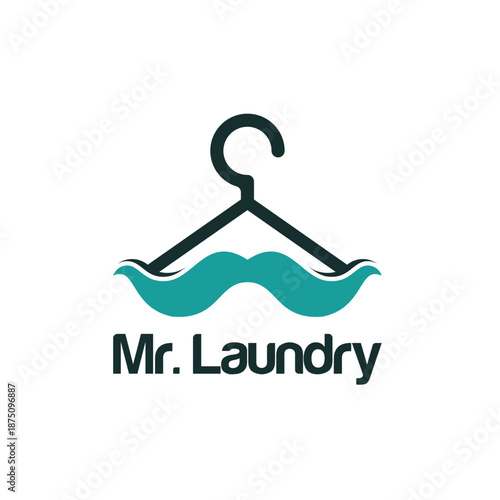 Mr Laundry logo with hanger and mustache.