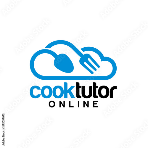 Cook Tutor Online Logo with Cloud and Utensils.