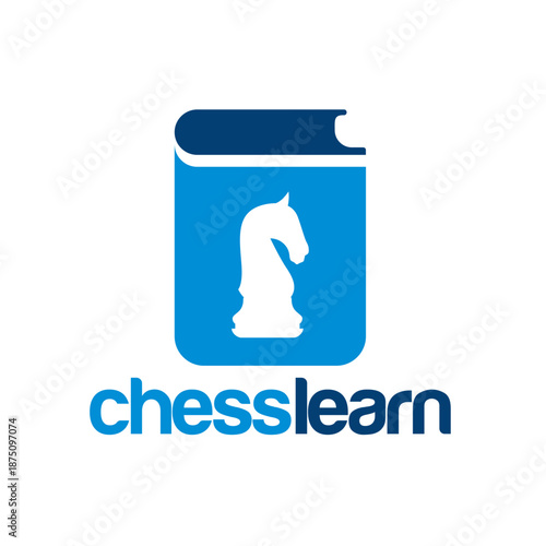 Chess Learn Logo with Knight Symbol and Book Icon.