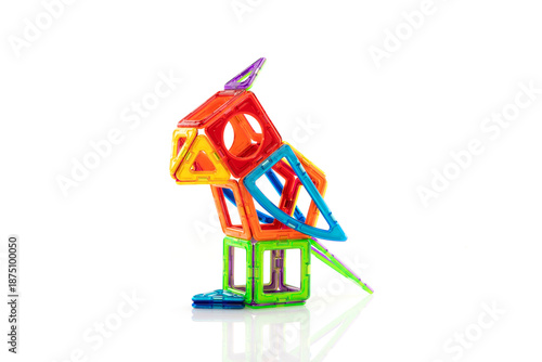 Playful Magnetic Blocks Bright Parrot Bird Educational Toy Model