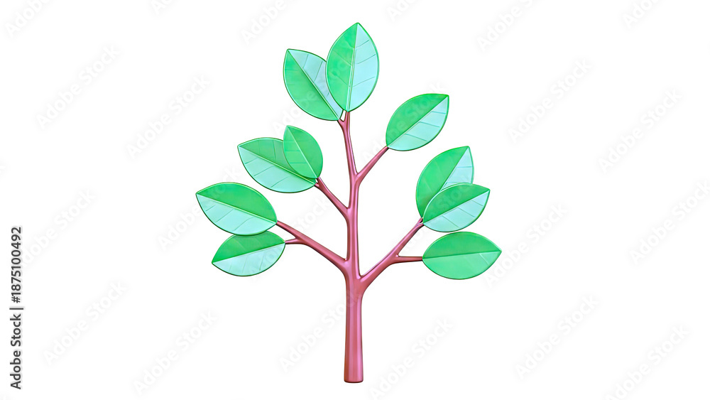 Obraz premium Stylized Tree with Green Leaves